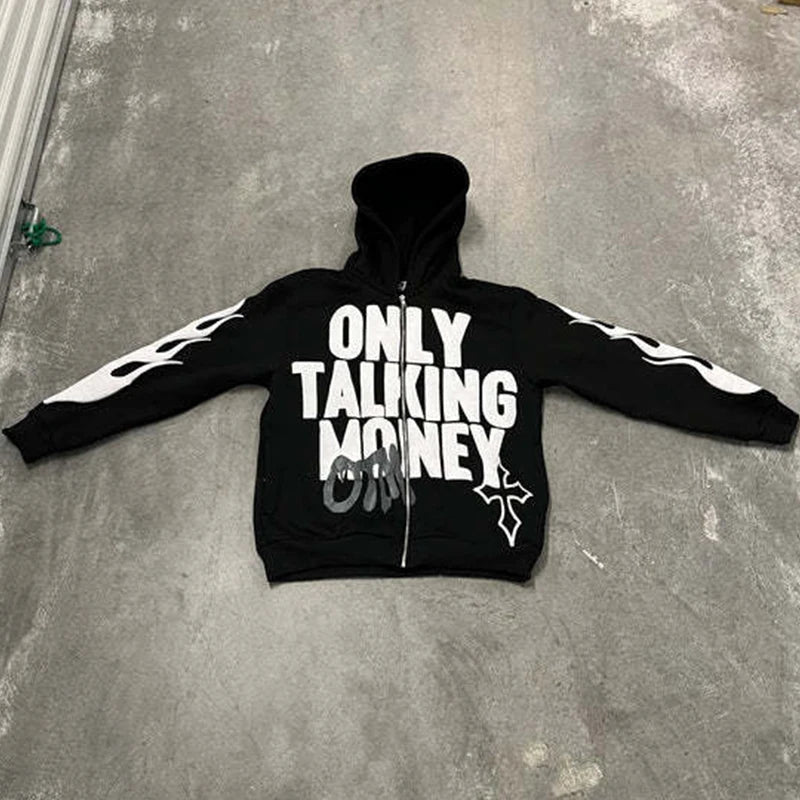 🔥 BIG PROMOTION – Y2K Zipper Hoodie mit Spinnennetz-Print | Harajuku Gothic Streetwear für Herbst & Winter (Unisex)