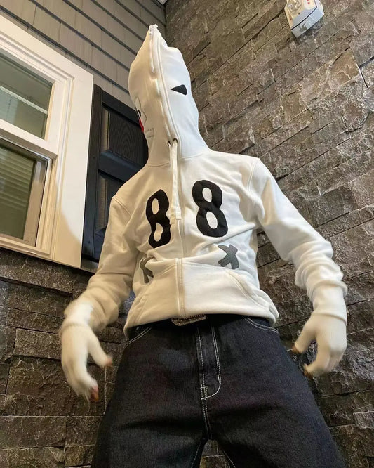 Y2K Skeleton Zip Hoodie – Oversized Gothic Sweatshirt für Damen & Herren