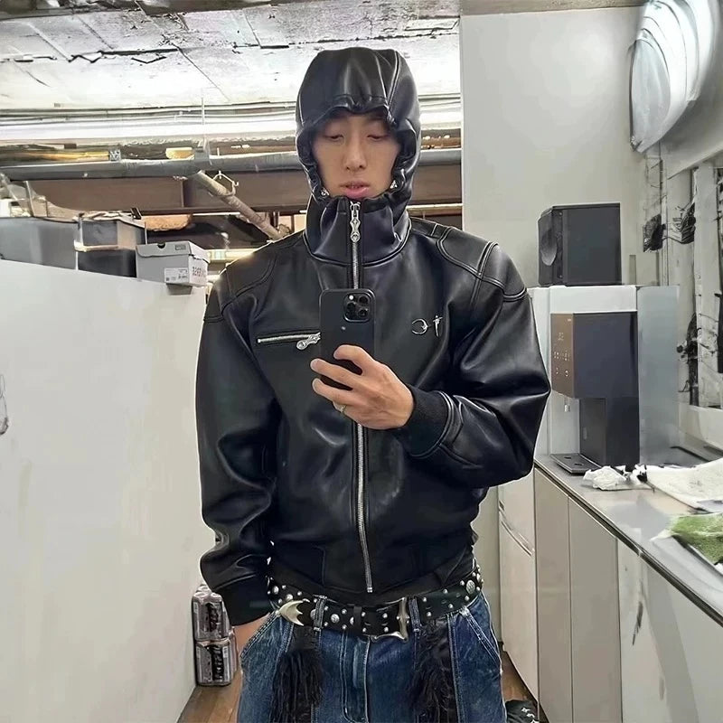 Thug Club Leder-Baumwolljacke mit Kapuze – High Street Vintage Style für Herren & Damen
