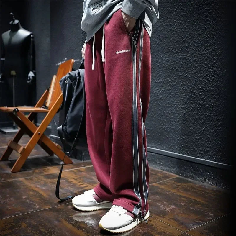 Herren Sweatpants – Baumwoll Jogginghose mit Retro-Streifen & Patchwork