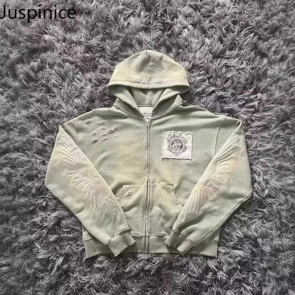 🧢 Juspinice Korean Style Zip-Hoodie – Sommerliche Streetwear mit Print