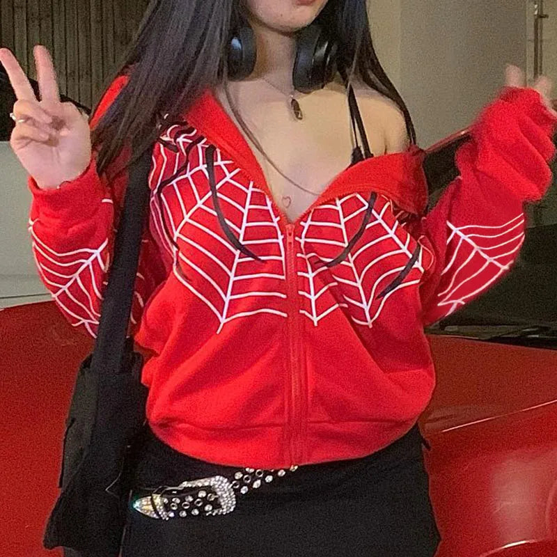 🦴 Y2K Gothic Hoodie mit Strass-Skelett – Oversize Zip-Up für Frauen 🦴