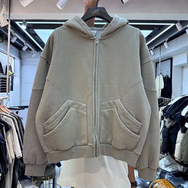2024 Neuer Reißverschluss Fleece Hoodie – Perfekt für den Frühling Herbst und Sommer