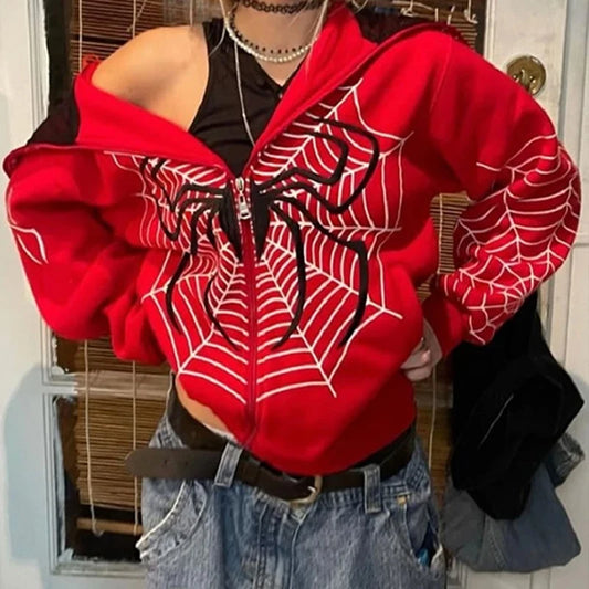 🦴 Y2K Gothic Hoodie mit Strass-Skelett – Oversize Zip-Up für Frauen 🦴
