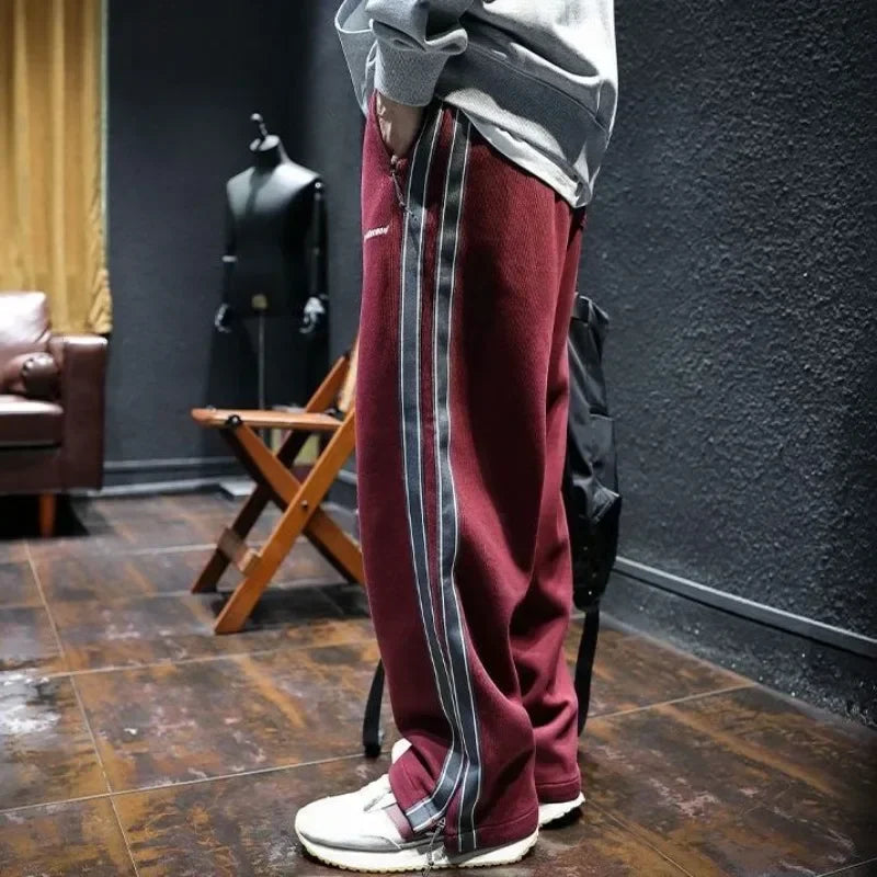 Herren Sweatpants – Baumwoll Jogginghose mit Retro-Streifen & Patchwork