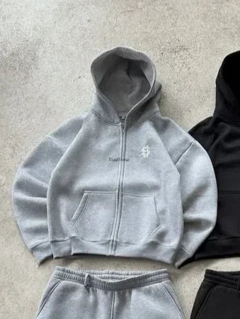 2025 Neu: Letter Embroidery Zipper Casual Men Suit - Y2K Herren Harajuku Fashion Hoodie & Retro Sweatpants für Paare
