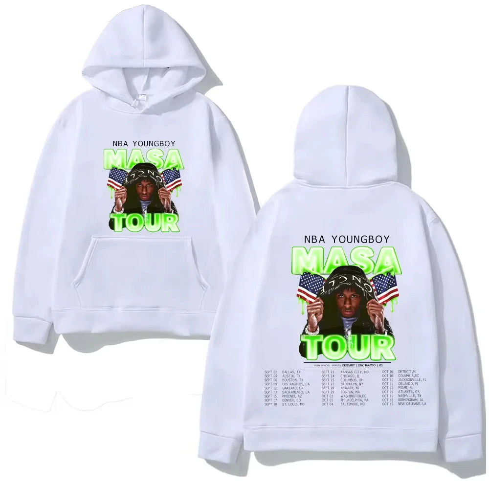 YoungBoy Never Broke Again TOUR 2025 – Gothic Retro Fleece Sweatshirt mit Print | Manga Style Hoodie für Herbst & Winter