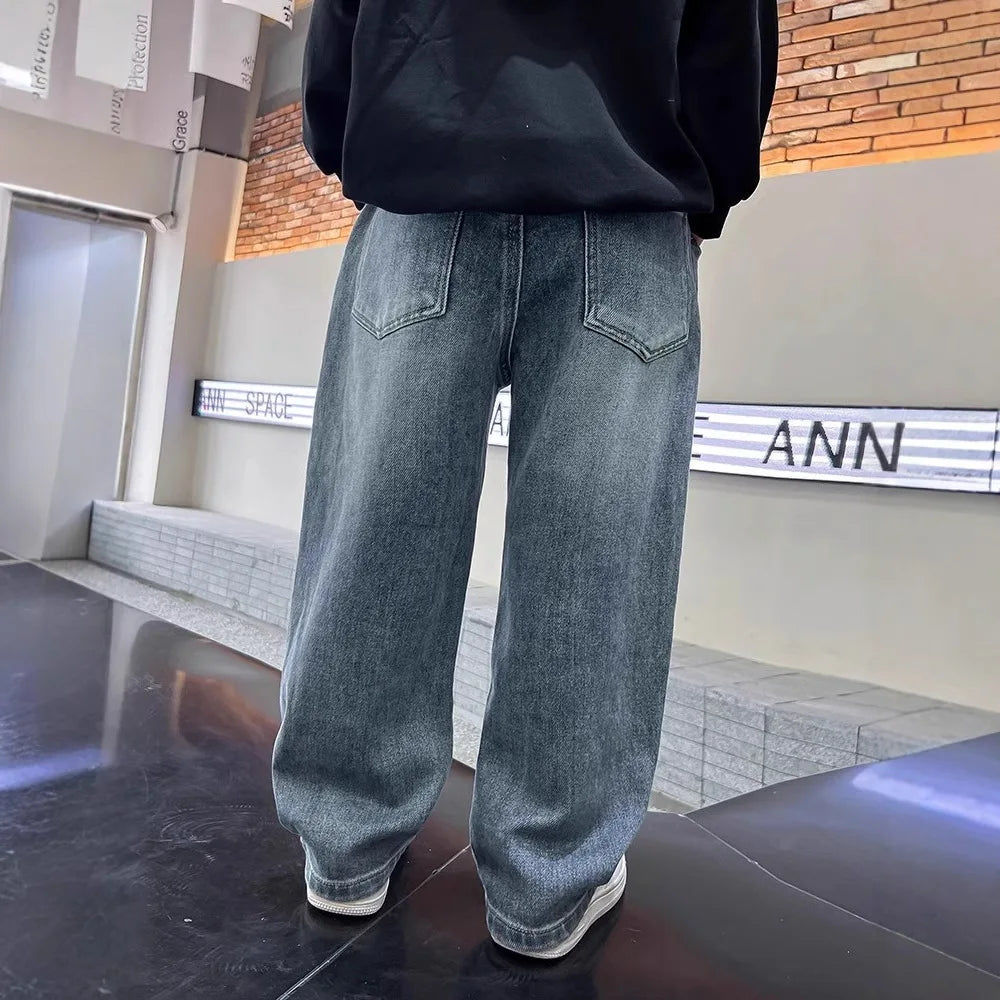 Frühlings-Jeans für Jungen – Weit geschnittene, gerade Kinderhosen | Bequeme Freizeithose | Trendige Sweatpants
