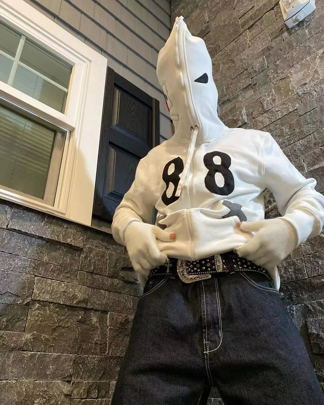 Y2K Skeleton Zip Hoodie – Oversized Gothic Sweatshirt für Damen & Herren