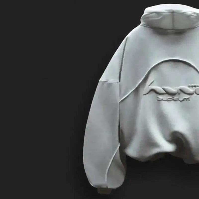 HKSH Herren Hoodie – Nischen-Design mit Schaumdruck, Weißer Kapuzenpullover für Frühjahr & Herbst, Streetwear