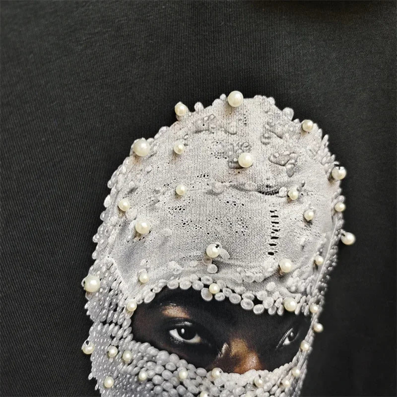 Herren Hoodie „IH NOM UH NIT“ Pearl Mask – Lockerer, Schwarzer Casual Sweatshirt
