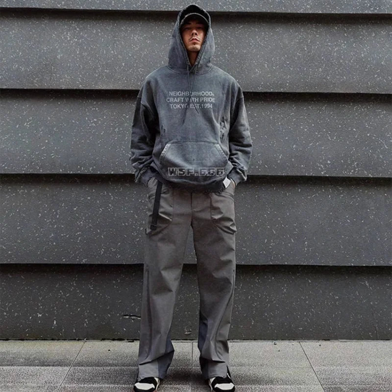 NBHD Hoodie – Retro Washed Look mit Tintenflecken & Destroyed-Details | Unisex Streetwear