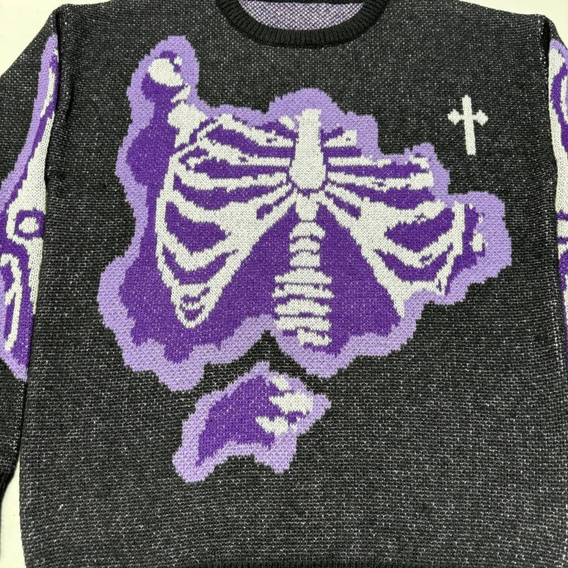 Retro Strickpullover mit Totenkopf-Motiv – Lässiger Herrenpullover für Frühling & Herbst